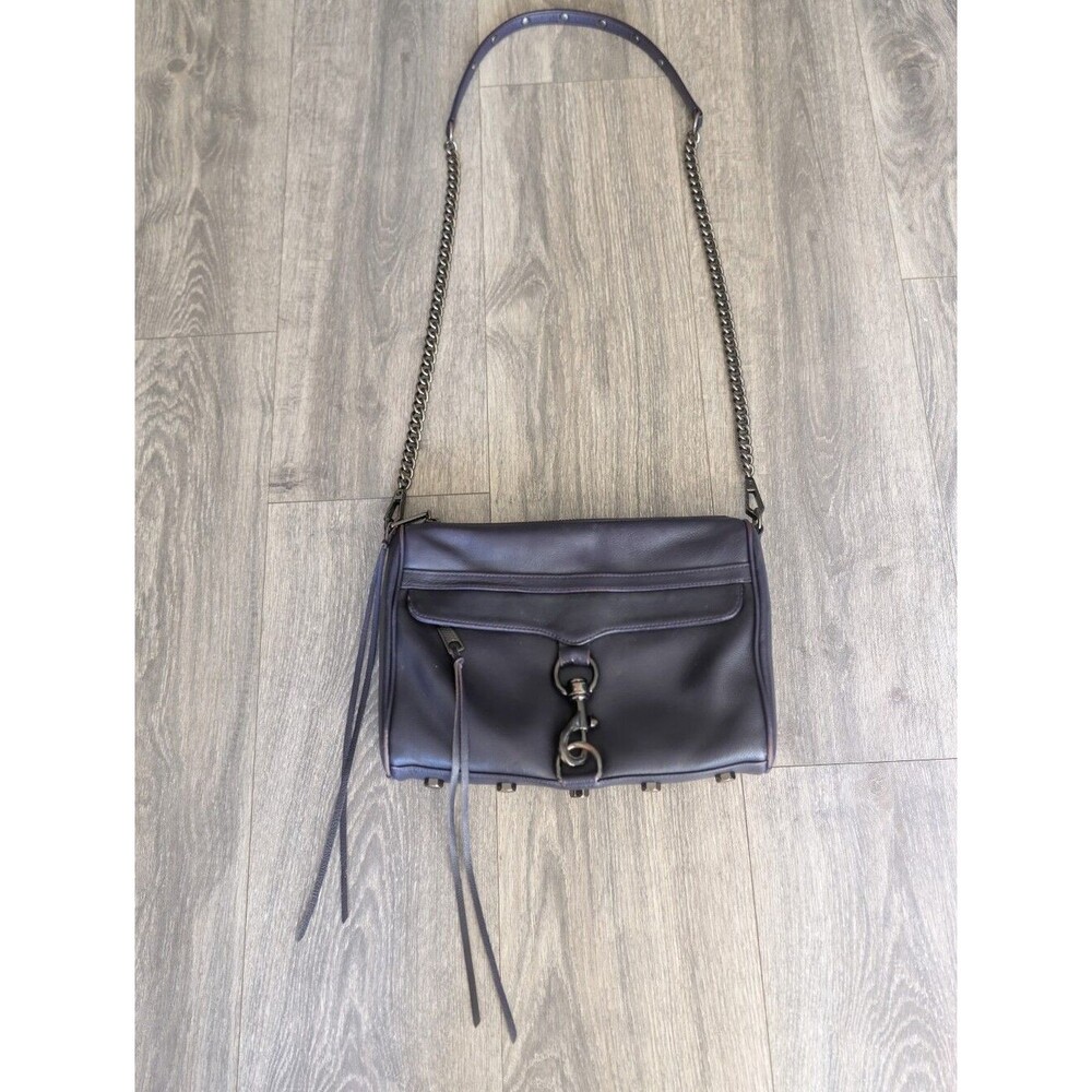 Rebecca Minkoff MAC Purple Pebbled Leather Crossbody Clutch Bag Gunmetal